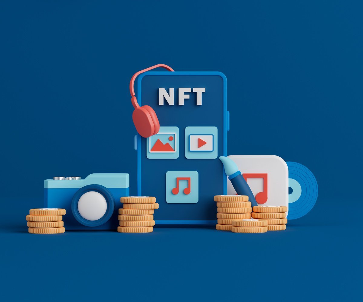 3d rendering NFT or non fungible token.